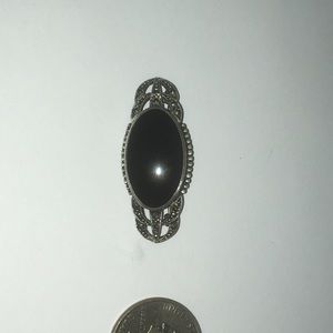 Sterling Silver Pin with Onyx colored stone